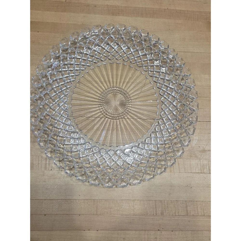 Vintage Anchor Hocking Wexford Clear Glass Round Serving Platter 11